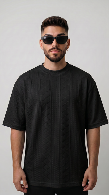 CAMISETA JACQUARD HEAVY TEXTURIZADA OVERSIZED